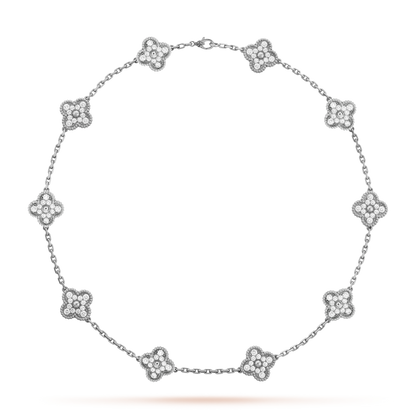 NECKLACE FOUR-LEAF CLOVER LAVISH 10 DESIGNS - SILVER