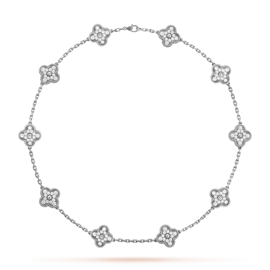 NECKLACE FOUR-LEAF CLOVER LAVISH 10 DESIGNS - SILVER