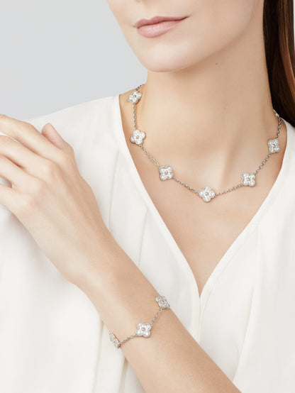 NECKLACE FOUR-LEAF CLOVER LAVISH 10 DESIGNS - SILVER