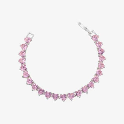 TENNIS BRACELET WITH PINK HEART